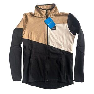 COLUMBIA Women's Columbia Lodge Hybrid Full Zip Color Block Black Beige Small